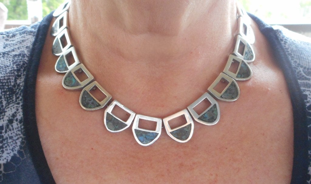 Zilveren zwaar vintage collier Mexico nr.1196
