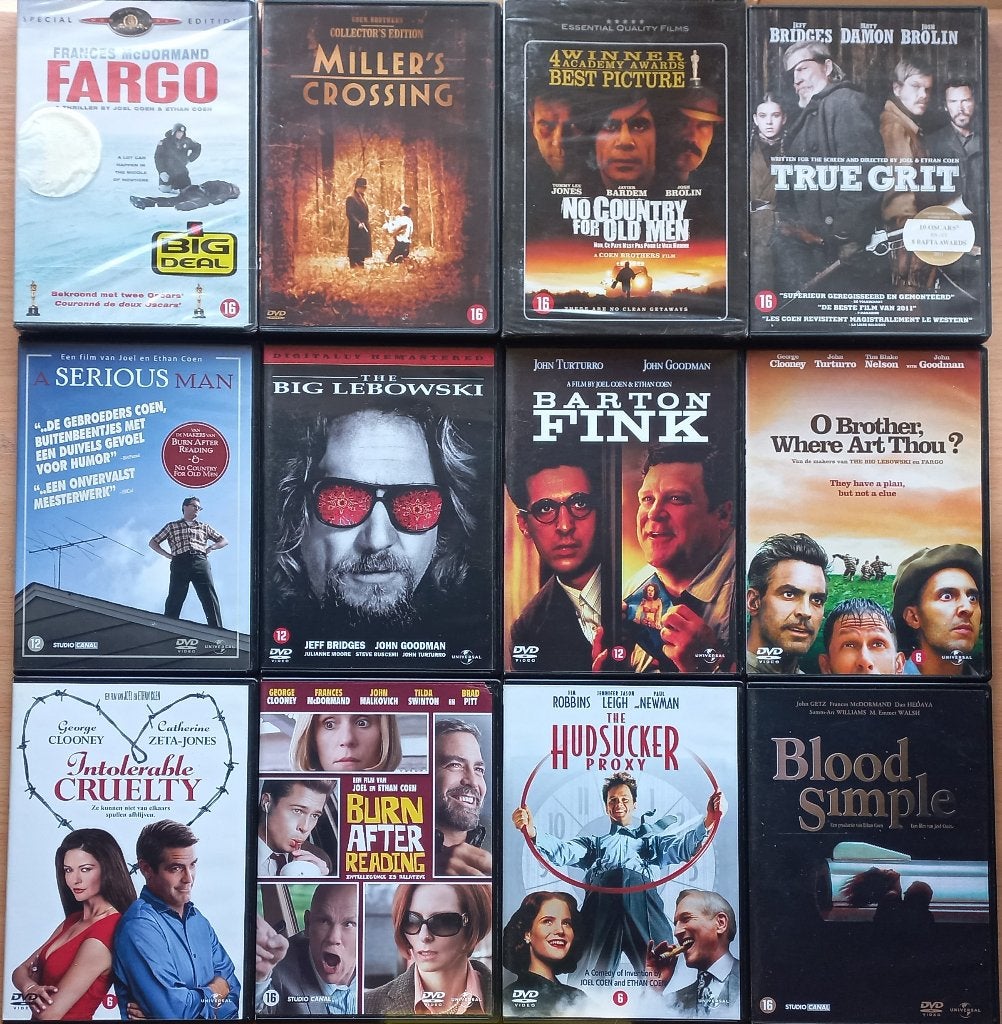 12 Coen Brothers films op dvd 1 koop, Cd's en Dvd's, Vanaf 16 jaar, Overige gebieden, Verzenden, Nederlands