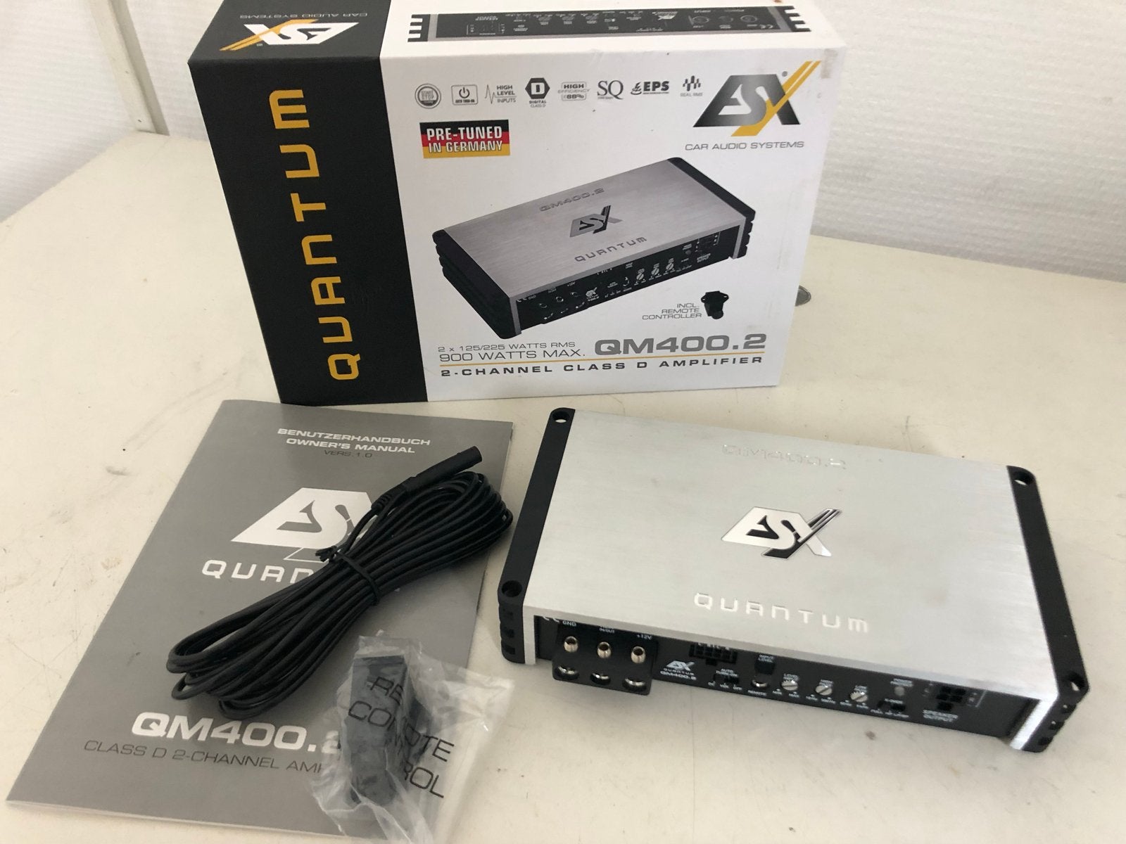 ESX Quantum QM400.2 Mini Versterker – 2-Kanaals Klasse D, Ophalen of Verzenden, Zo goed als nieuw