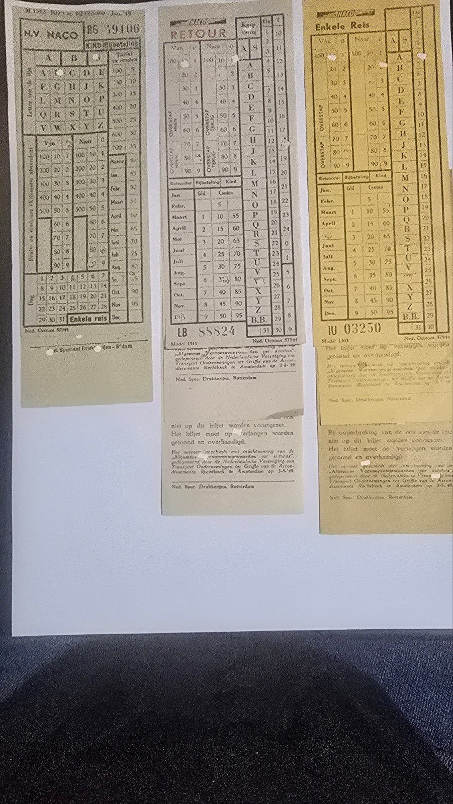 8 ⁸Oude NACO Retour en Enkele Reis Treinkaartjes (3 stuks), Ophalen of Verzenden, Gebruikt, Trein
