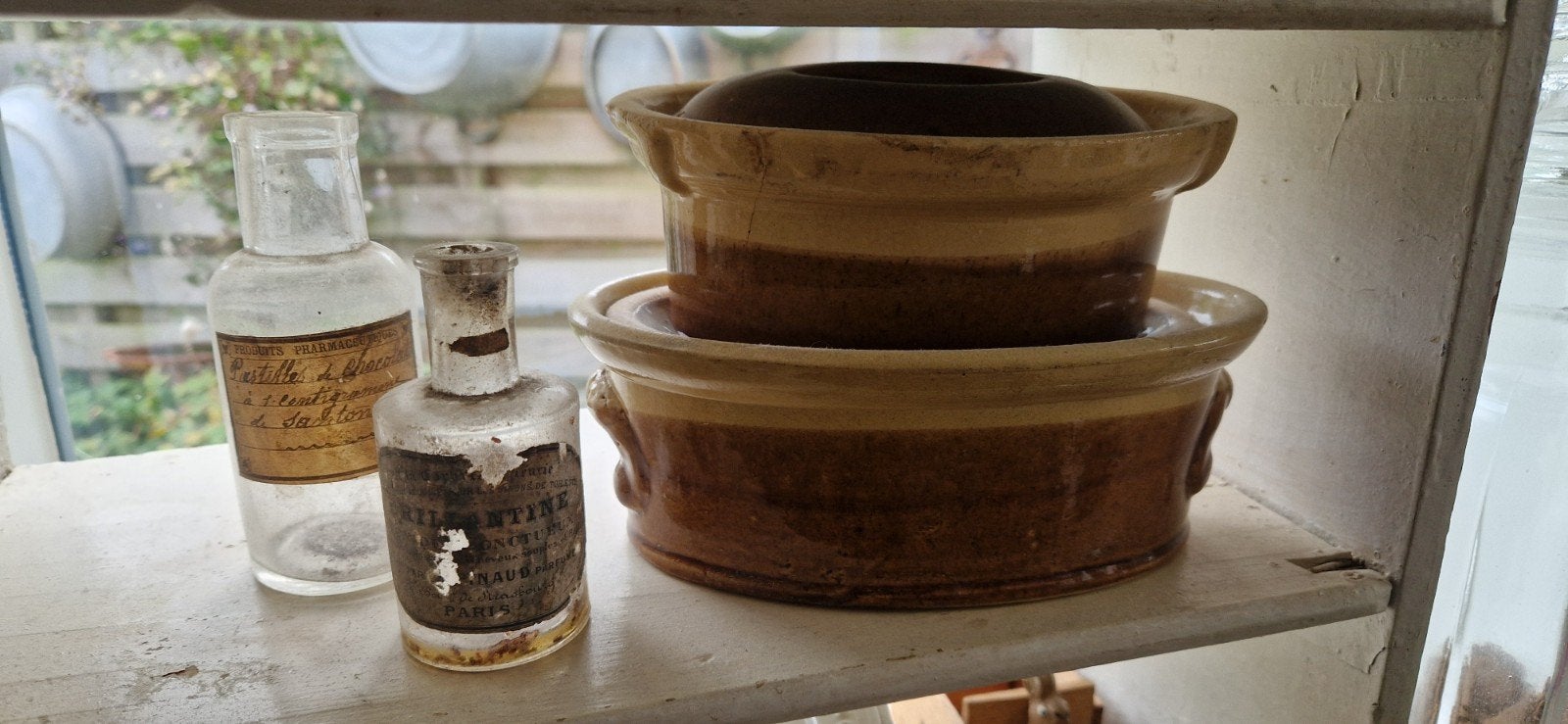 2 oude franse pate schaaltjes ~ brocante pate schaal, Antiek en Kunst, Ophalen of Verzenden