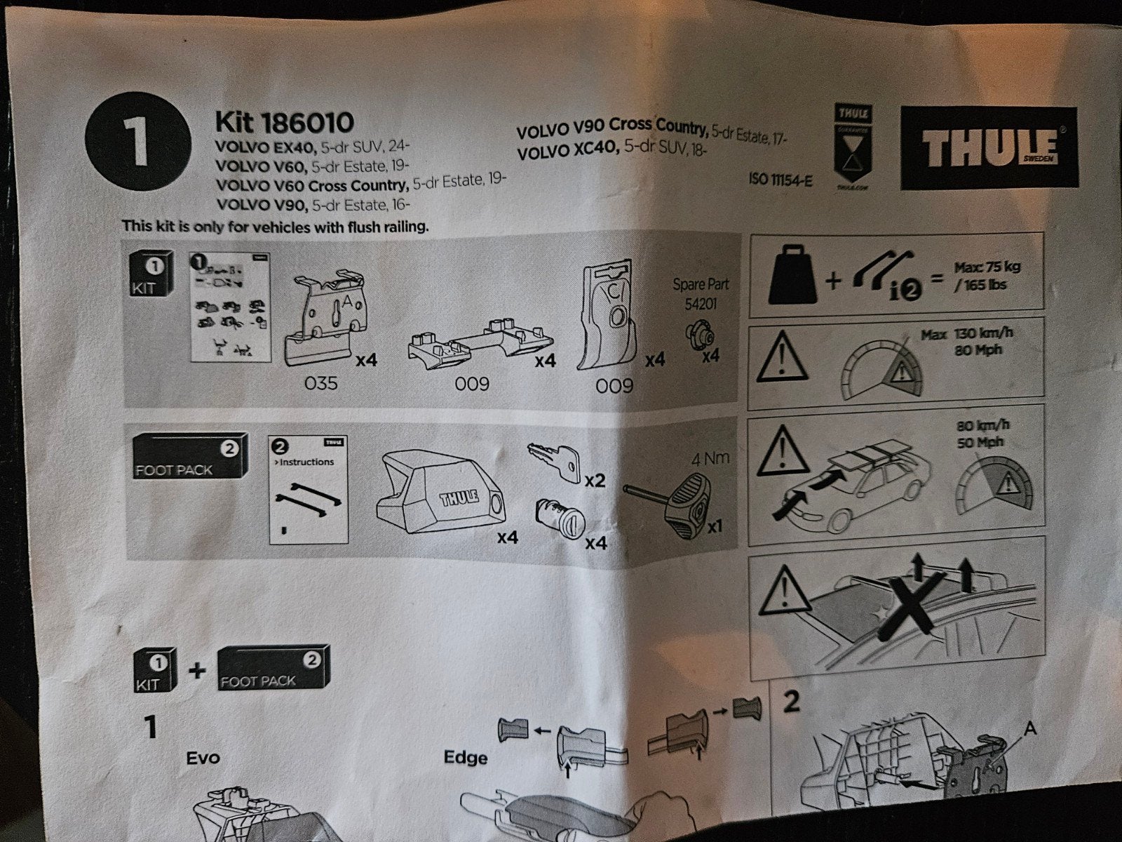 Thule Kitset 186010 Flush Rail – Volvo V60 / V90 / XC40 / EX, Auto diversen, Dakdragers, Ophalen of Verzenden