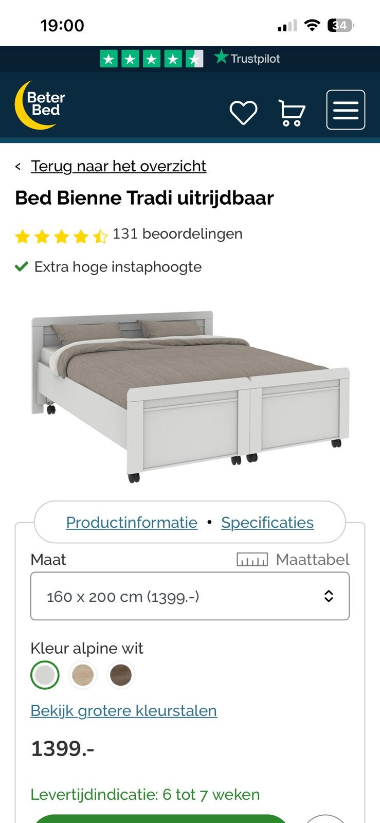 Nieuwe seniorenbedden 2x80x200cm Bienne Tradi, Ophalen, Wit, 80 cm, 200 cm