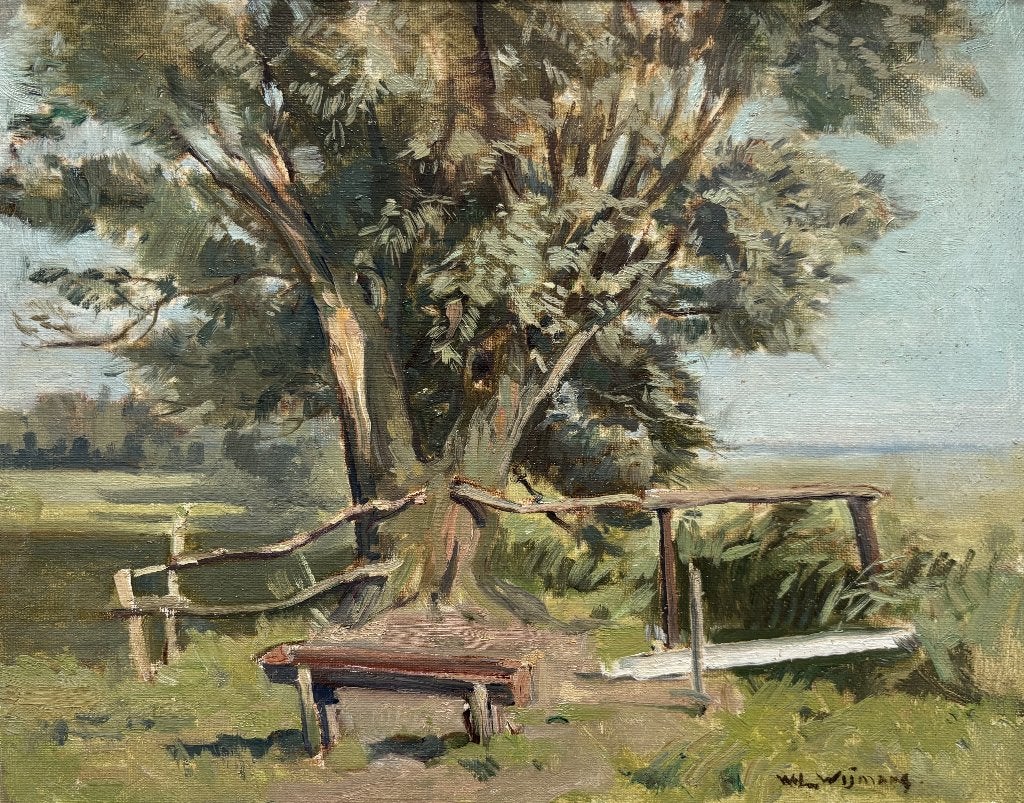 Wilhelmus L. Wijmans (1888-1976) - Oude wilg, Overige ondergronden, Impressionistisch, Ophalen of Verzenden, Gesigneerd