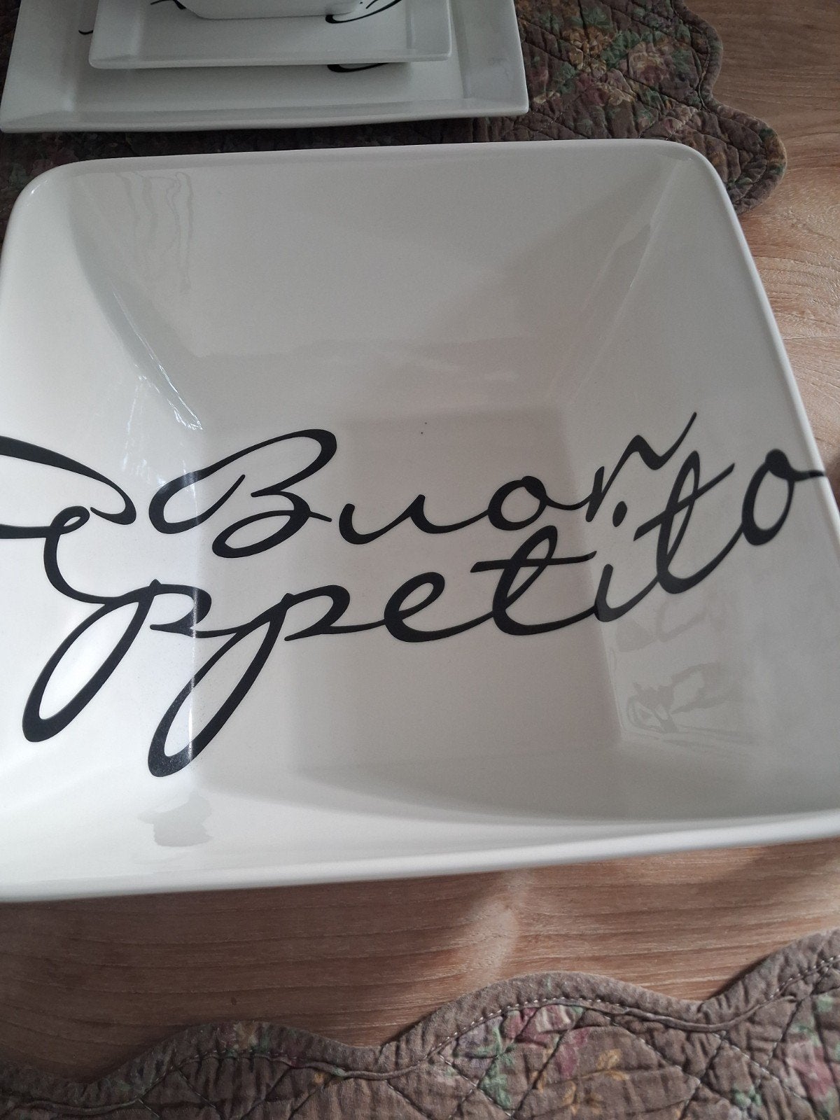 6 delig servies Buon appetito Riviera Maison incl. schalen, Ophalen, Gebruikt, Vierkant, Porselein of Keramiek
