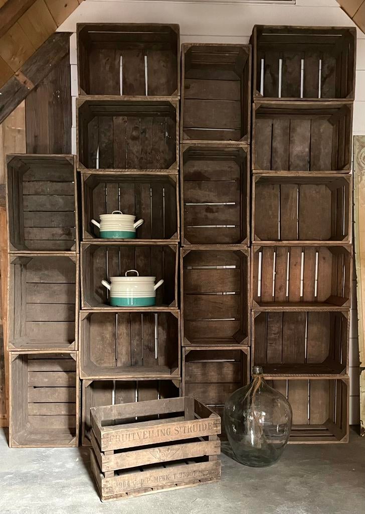 Brocante oude houten kratten / kisten 20 stuks, Antiek en Kunst, Curiosa en Brocante, Ophalen