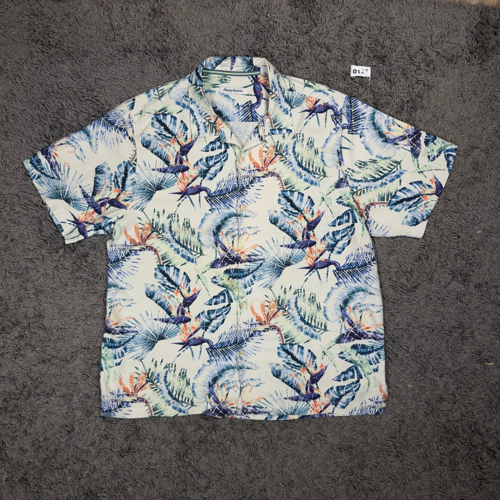 Tommy Bahama Blue &amp; Green Floral Hawaiian Shirt XL, Ophalen of Verzenden, Zo goed als nieuw