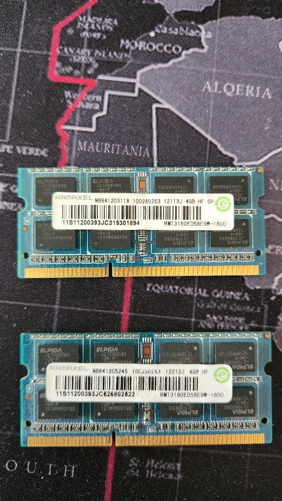 Ramaxel 1600Mhz DDR3 2x4GB(8GB) ODIMM RAM geheugen laptop, Gebruikt, DDR3, Ophalen of Verzenden, Laptop
