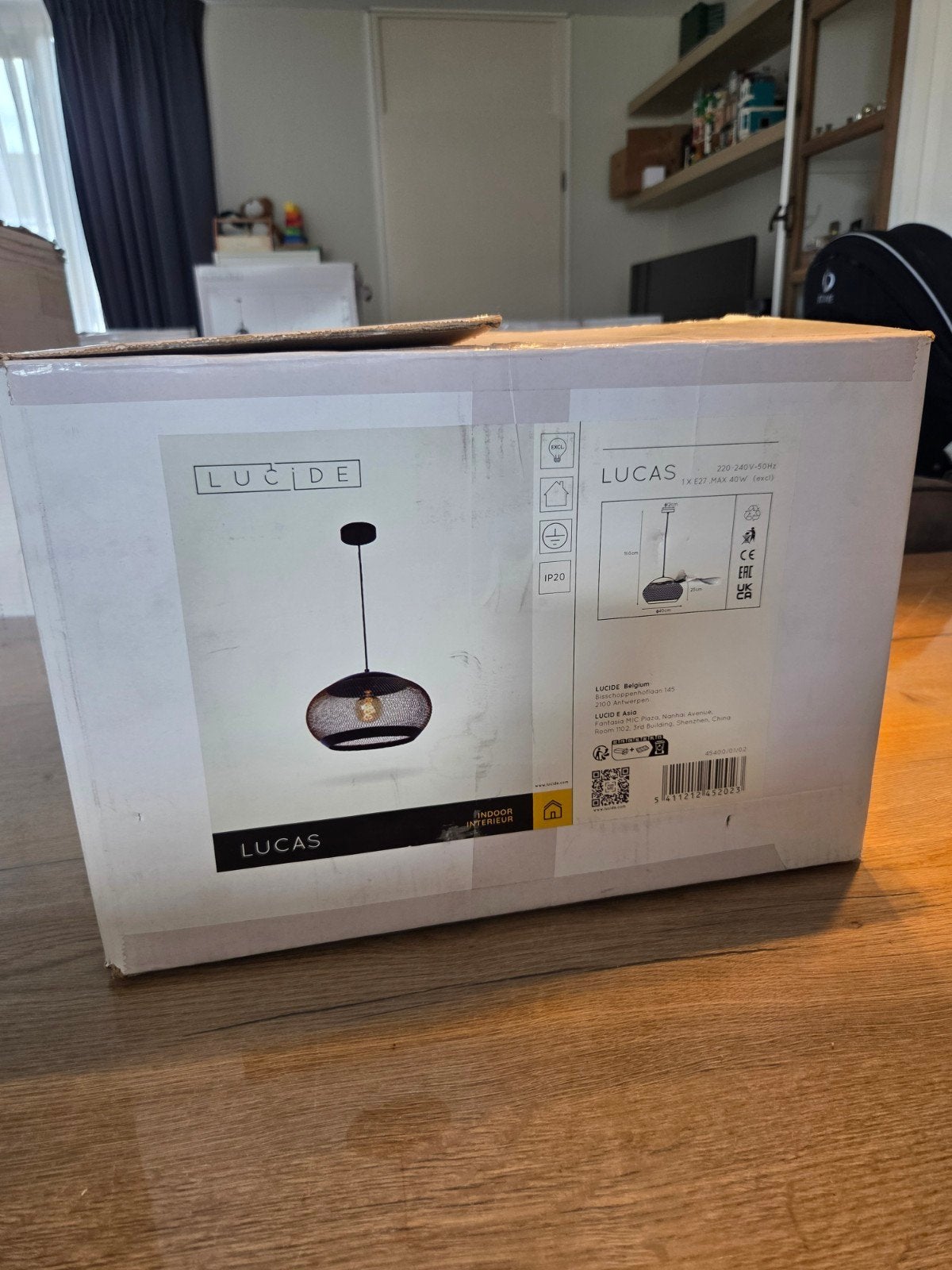 Lucide Lucas Hanglamp Ø40 cm – Zwart/Goud – Nieuw in doos, Ophalen of Verzenden, Nieuw, Metaal, Industrieel