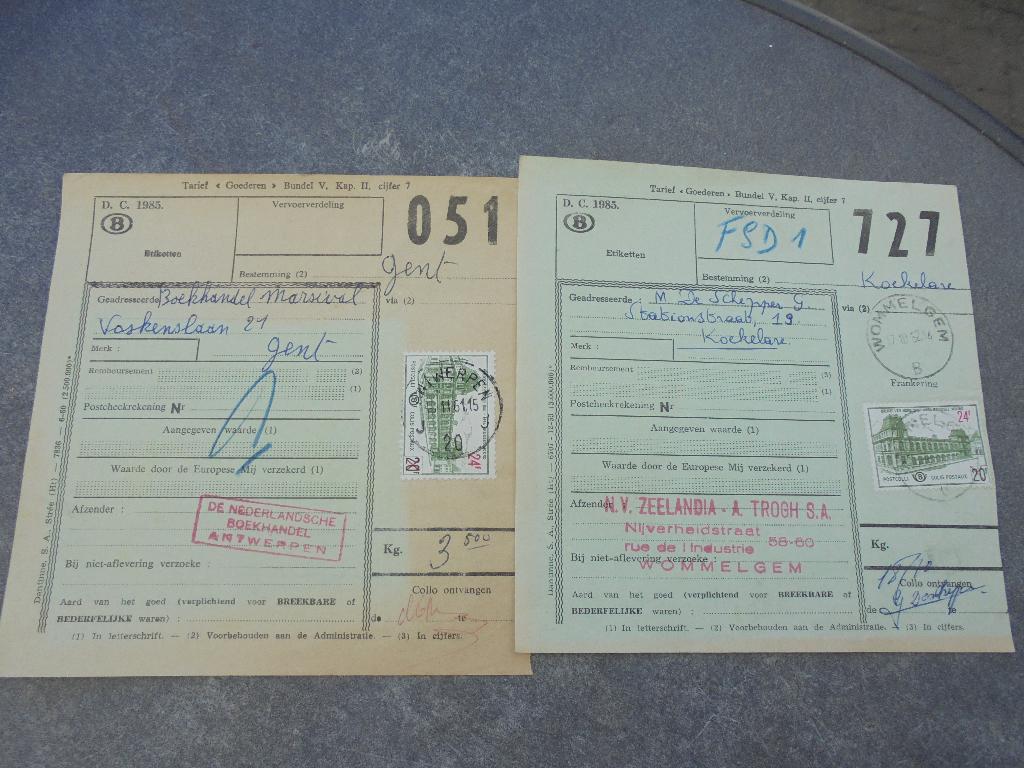 Belgie. partij oude Verzendingsbulletin Treinstempels/zegels, Ophalen of Verzenden, Buitenland