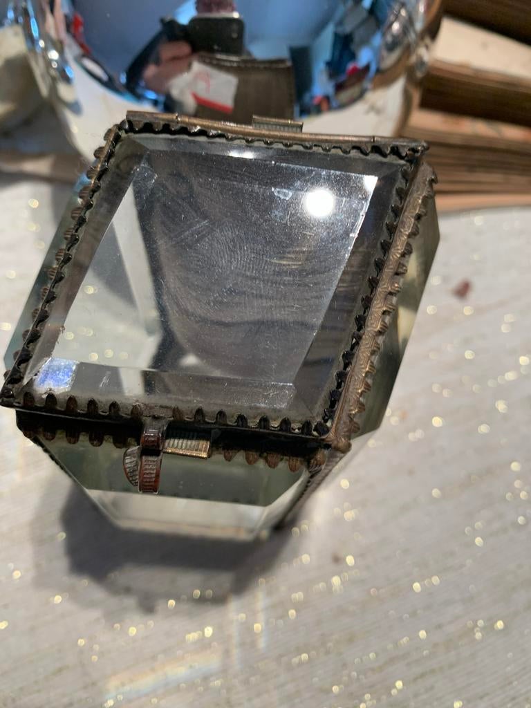Bijzonder Frans brocante horloge kastje geslepen glas ormolu, Ophalen of Verzenden