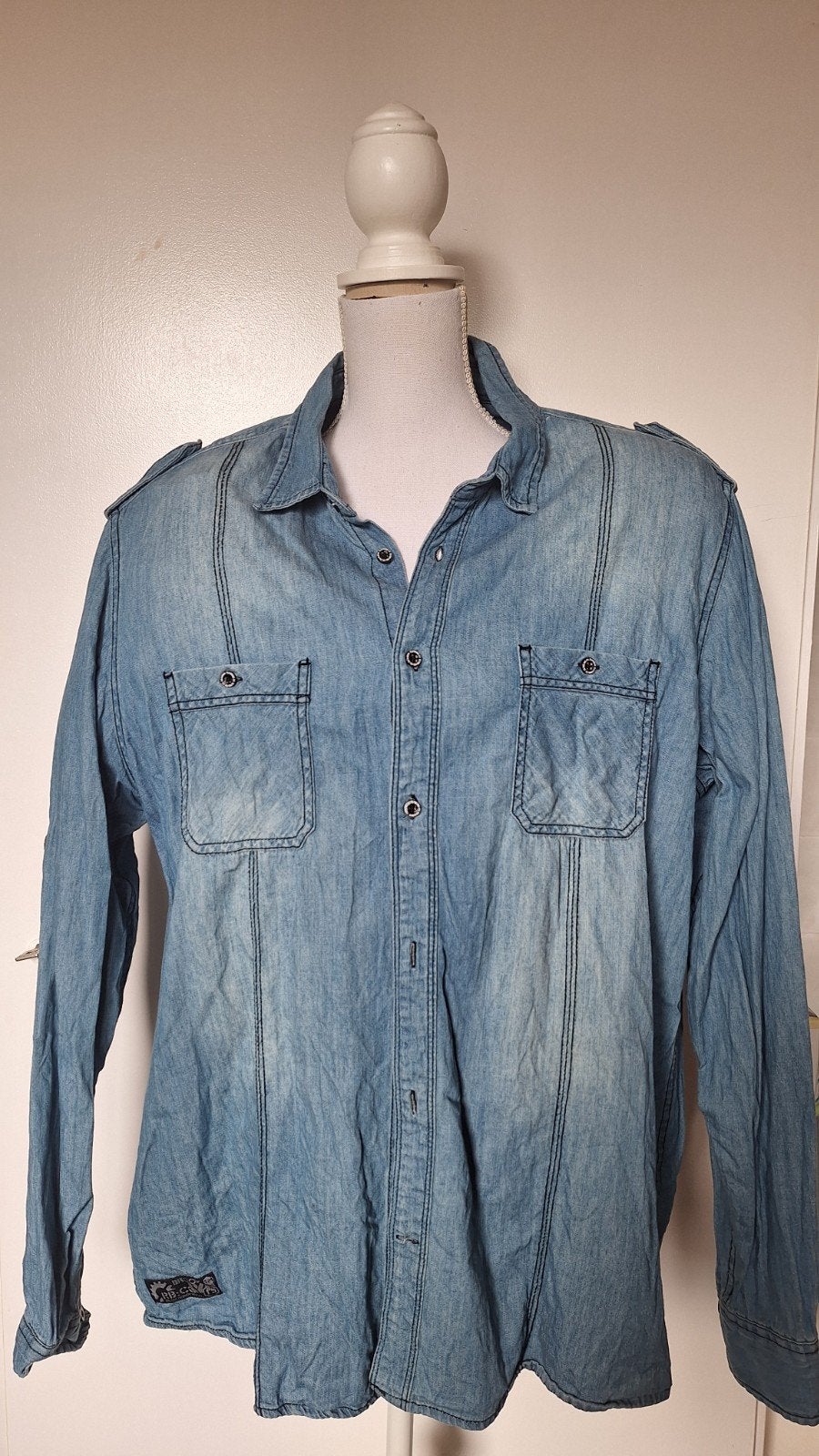 Kleding: Rainbow spijkerblouse heren - Halswijdte 43/44 (XL), Blauw, Zo goed als nieuw, Halswijdte 43/44 (XL), Rainbow