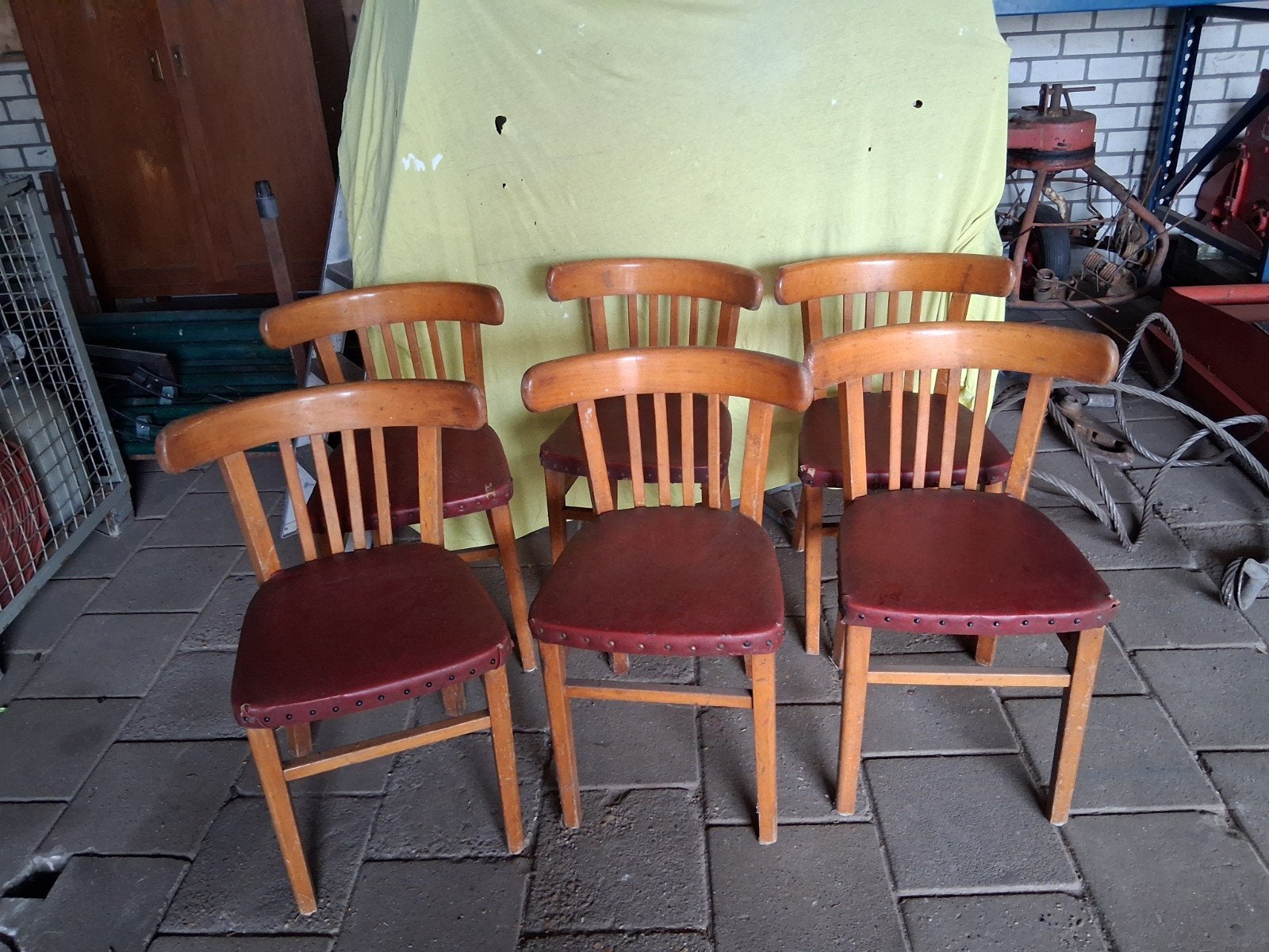 café stoelen. 6 stuks., Gebruikt, Vintage café stoelen, Vijf, Zes of meer stoelen, Rood
