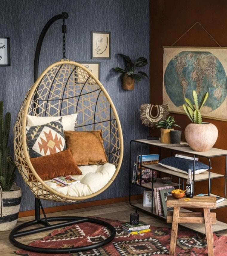 Hangstoel Rotan riet ei schommel relax ontspannen Swing stoe, Ophalen of Verzenden