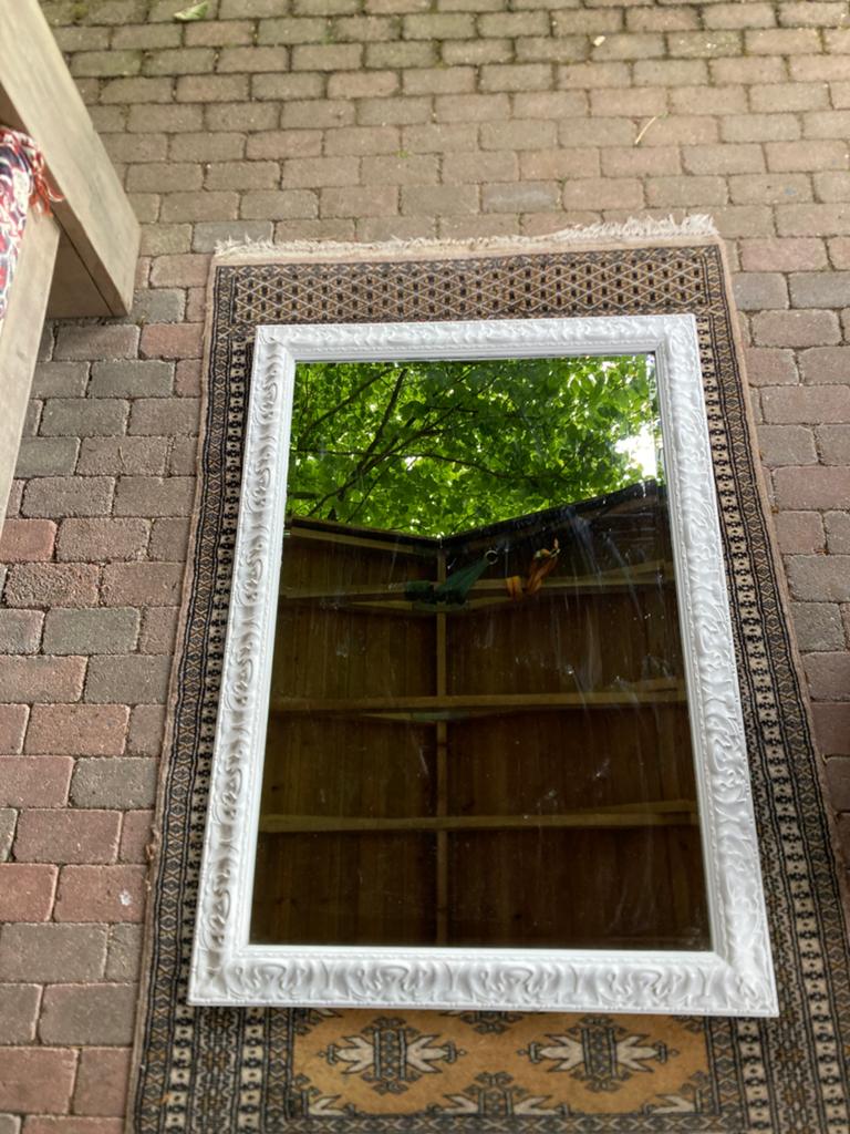 Grote facet geslepen spiegel met brocante lijst., Huis en Inrichting, Woonaccessoires | Spiegels, Ophalen, Zo goed als nieuw, Rechthoekig
