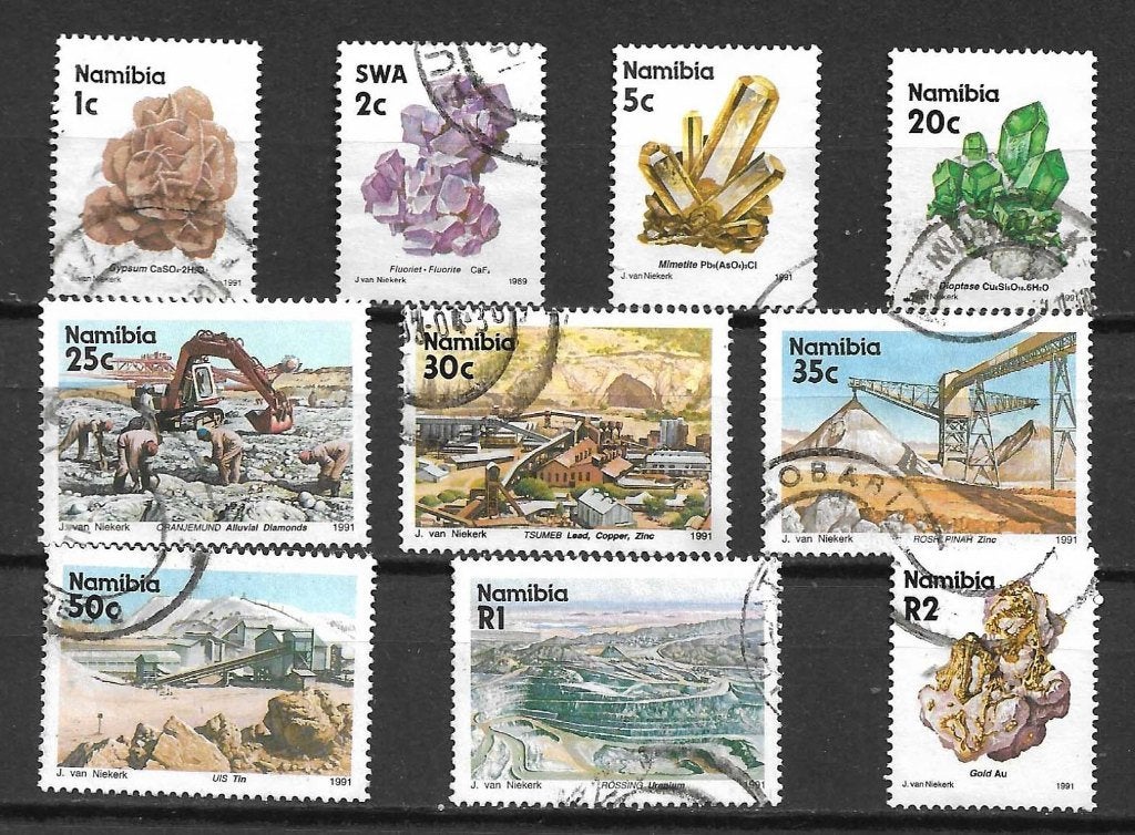 Namibie 1991 Def serie mineralen mijnbouw, Verzenden, Overige landen, Gestempeld