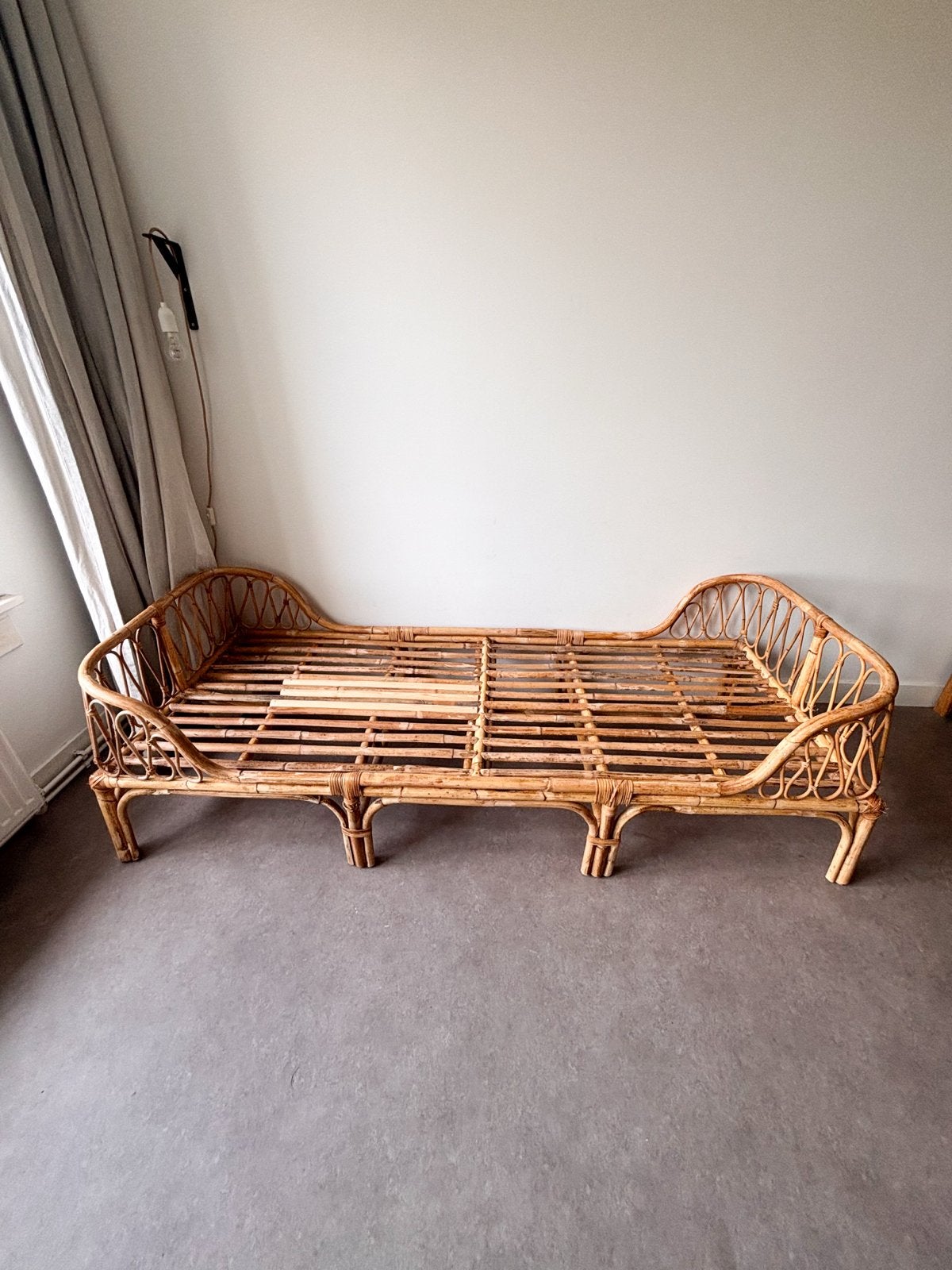 Rotan Kinderbed Ibiza Stijl, Ophalen, 70 tot 85 cm, Zo goed als nieuw, Matras