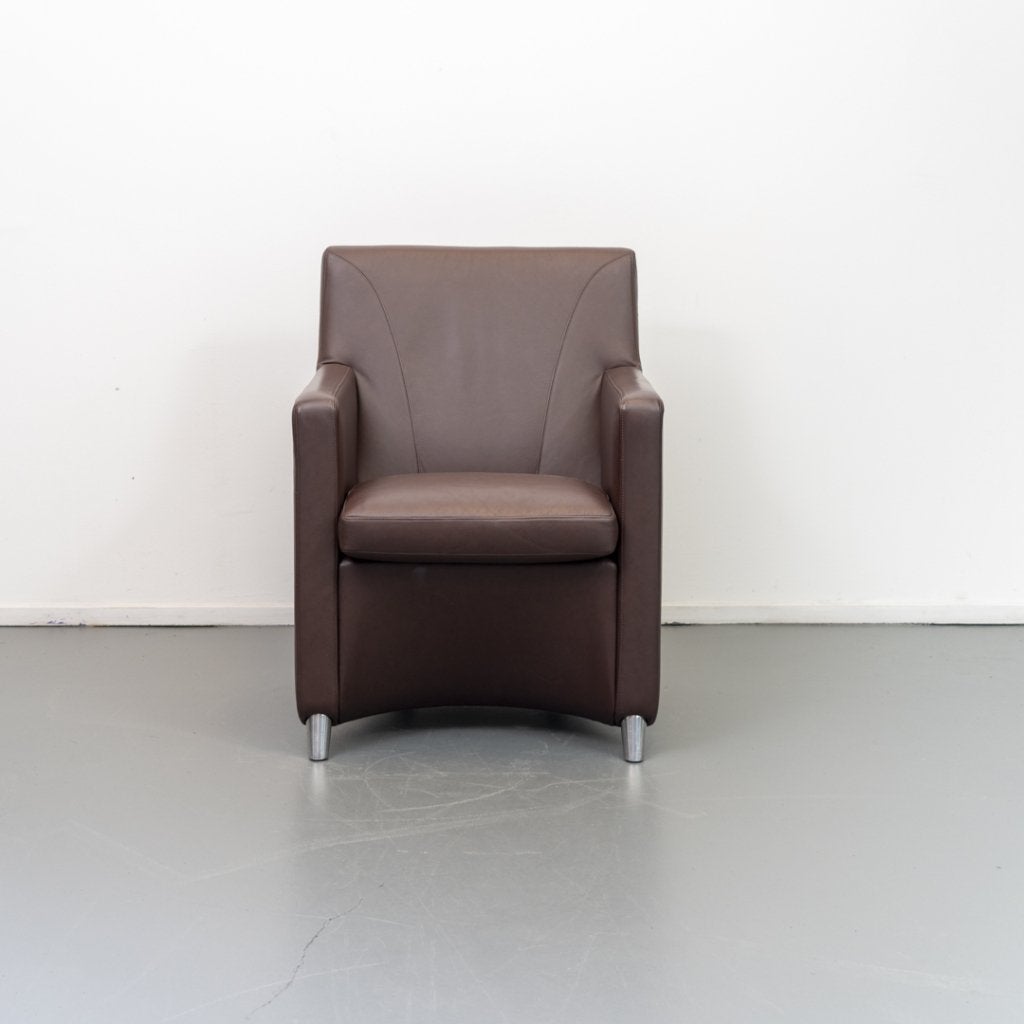 2x Leolux Dolcinea Fauteuil bruin Leer - Aluminium Frame, Huis en Inrichting, Fauteuils, Niet ingevuld, Niet ingevuld, 75 tot 100 cm
