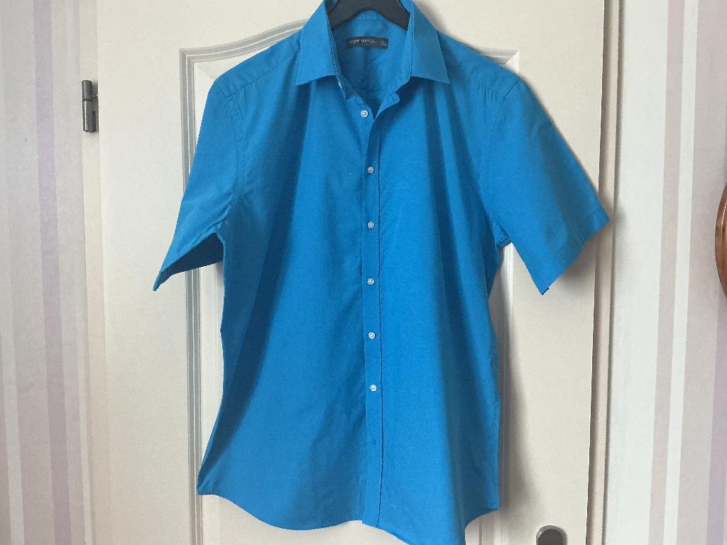 Mooie blauwe heren blouse van Angelo Litrico. Maat M=39-40, Blauw, Angelo Litrico, Zo goed als nieuw, Halswijdte 39/40 (M)