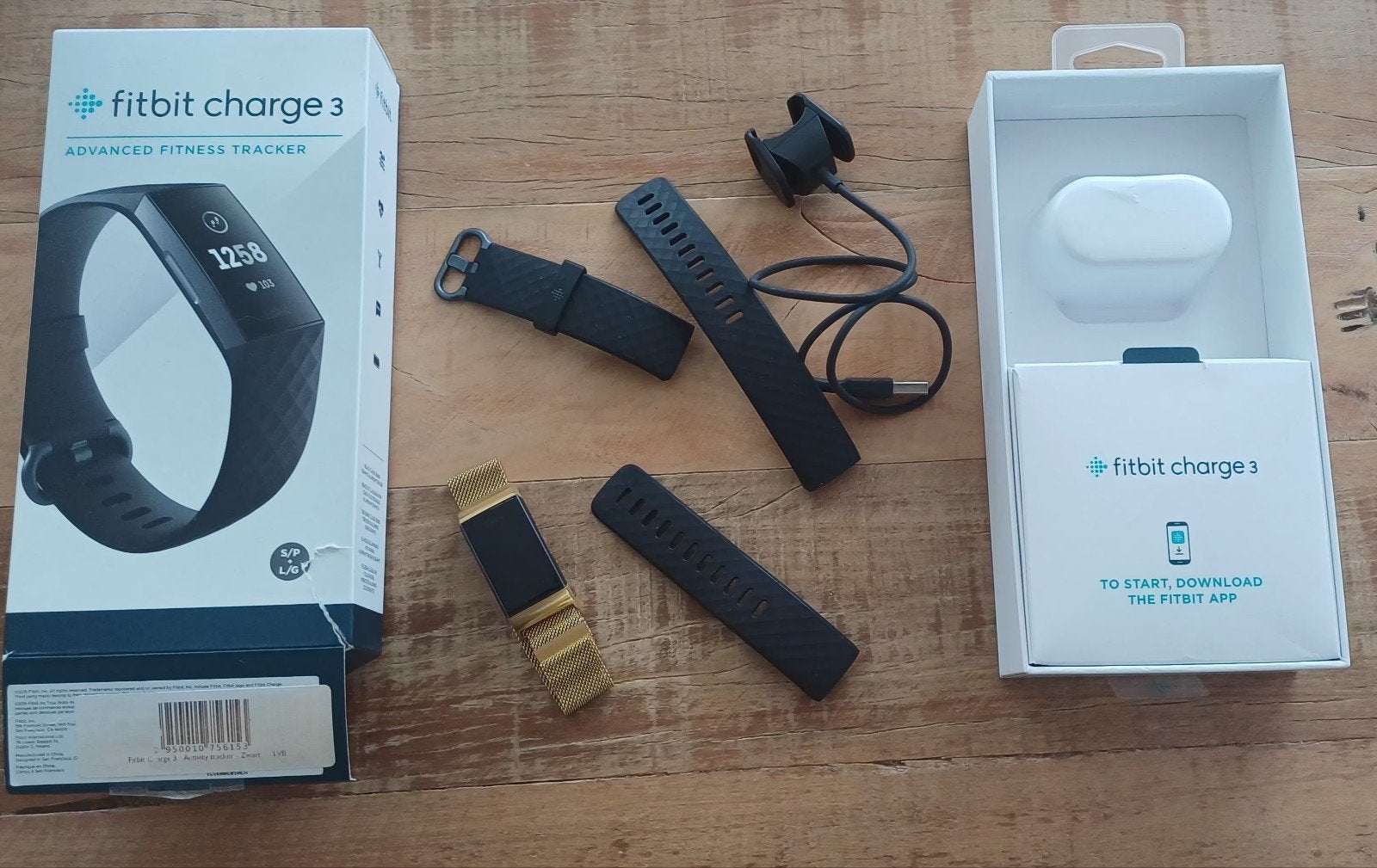 fibit charge 3 onderdelen + extra gouden bandje, Sieraden, Tassen en Uiterlijk, Ophalen, Gebruikt, Zwart, Fitbit charge 3