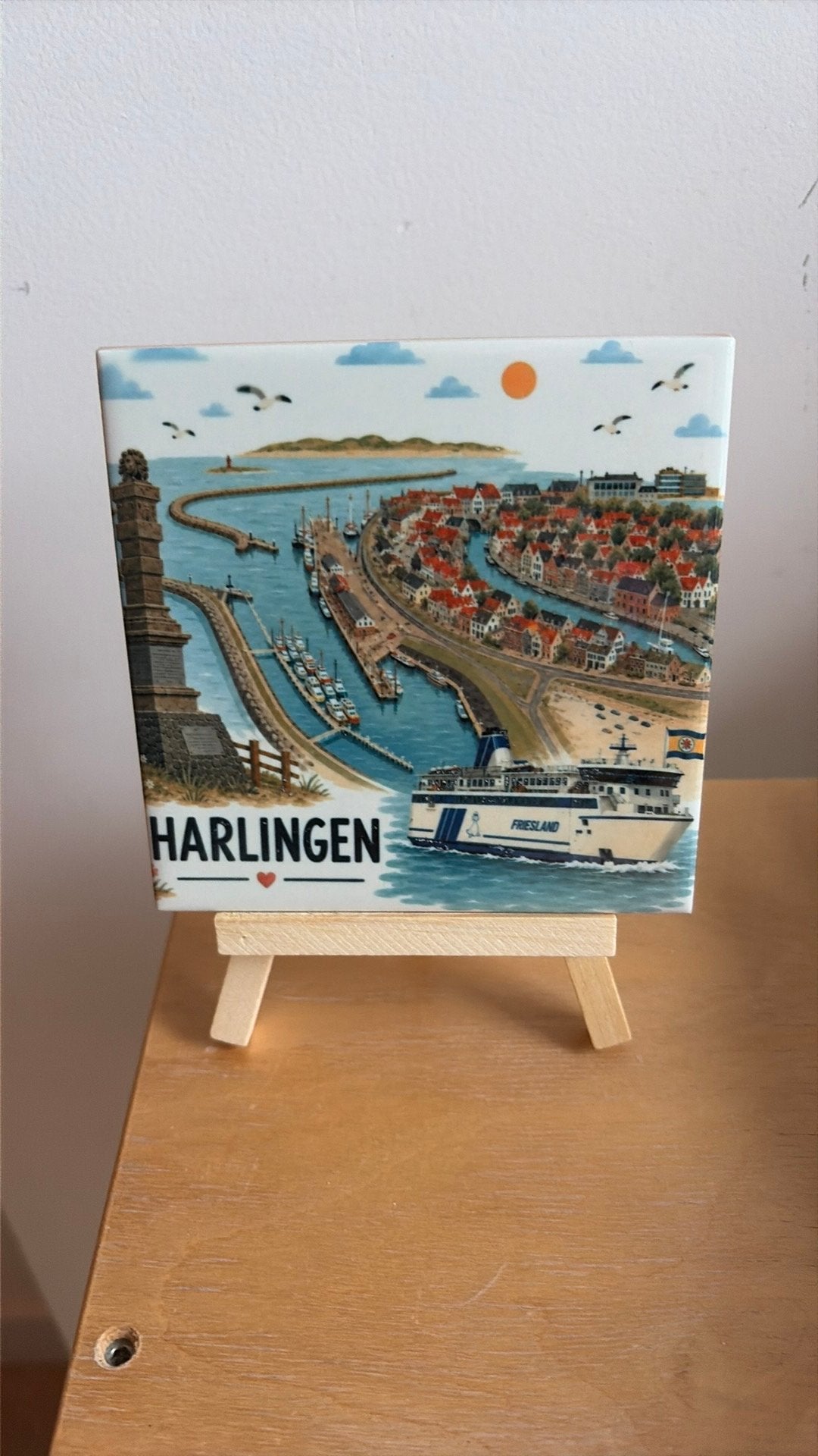 Tegeltje Harlingen 10x10 cm - Friesland veerboot, Ophalen of Verzenden