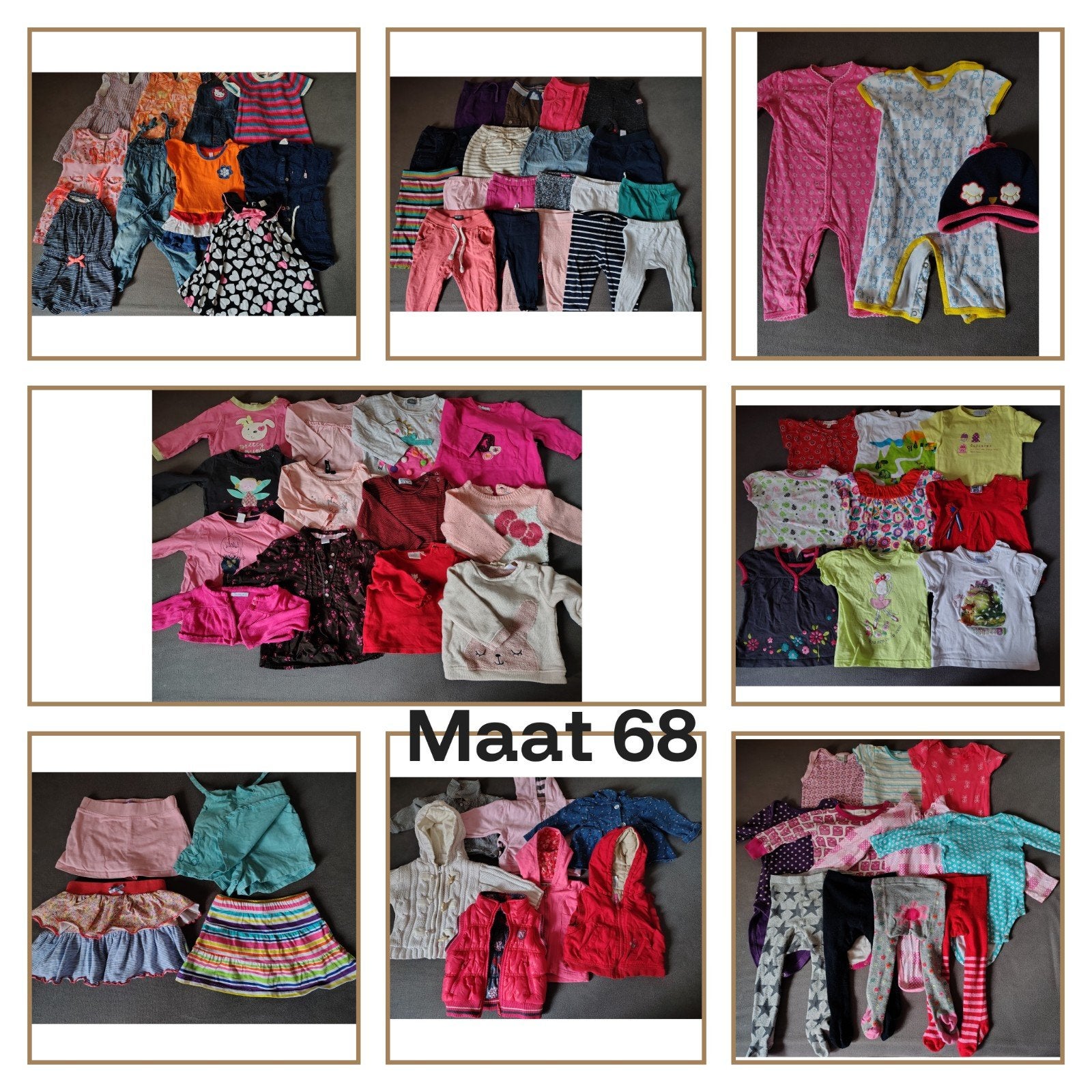 Bananendoos vol meisjeskleding maat 68 - €29, Kinderen en Baby's, Babykleding | Baby-kledingpakketten, Maat 68, Ophalen of Verzenden