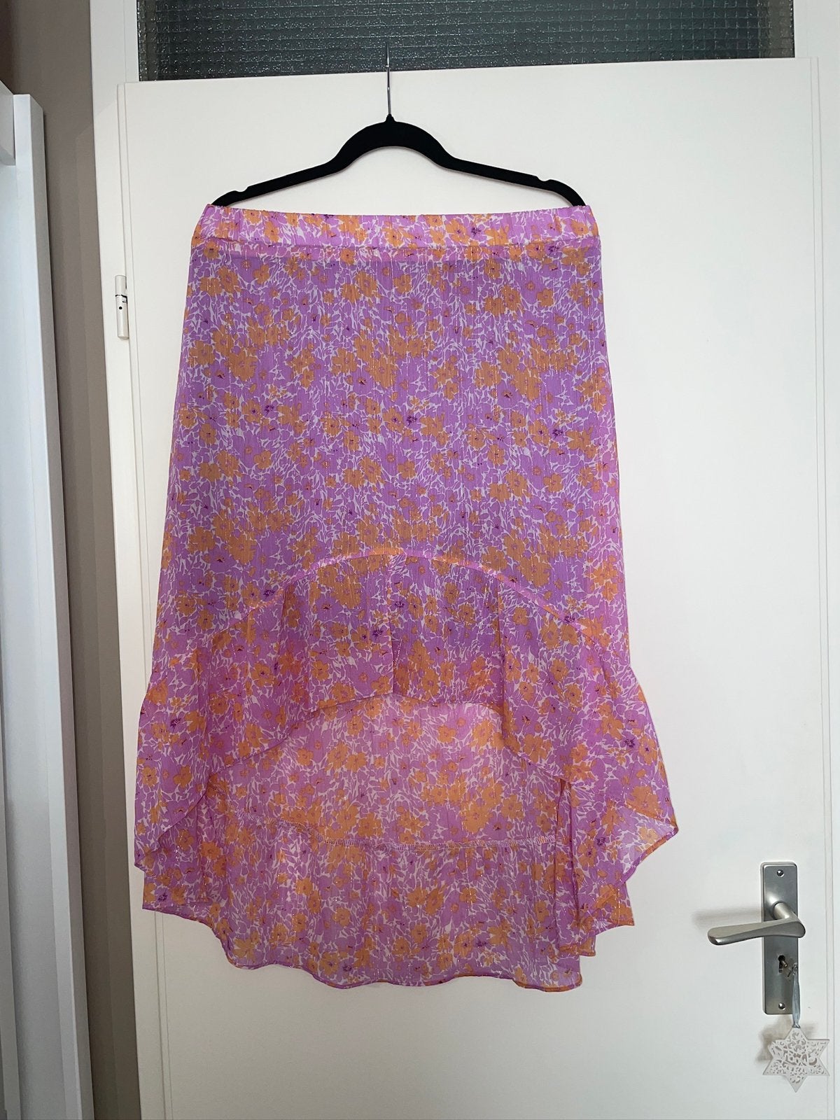 Boho ibiza flower paars oranje maxi midi ruffle rok mt M, Kleding | Dames, Rokken, Maat 38/40 (M), Ophalen of Verzenden, Zo goed als nieuw