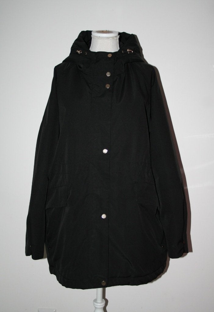 Zara zwart jas met capuchon mt 42 L, Verzenden, Maat 42/44 (L), Zo goed als nieuw, Zara