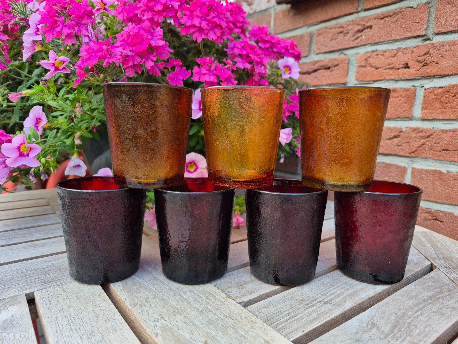 Set van 7 vintage Arcoroc Sierra glazen bekers., Glas of Glazen, Overige merken, Ophalen of Verzenden, Overige stijlen