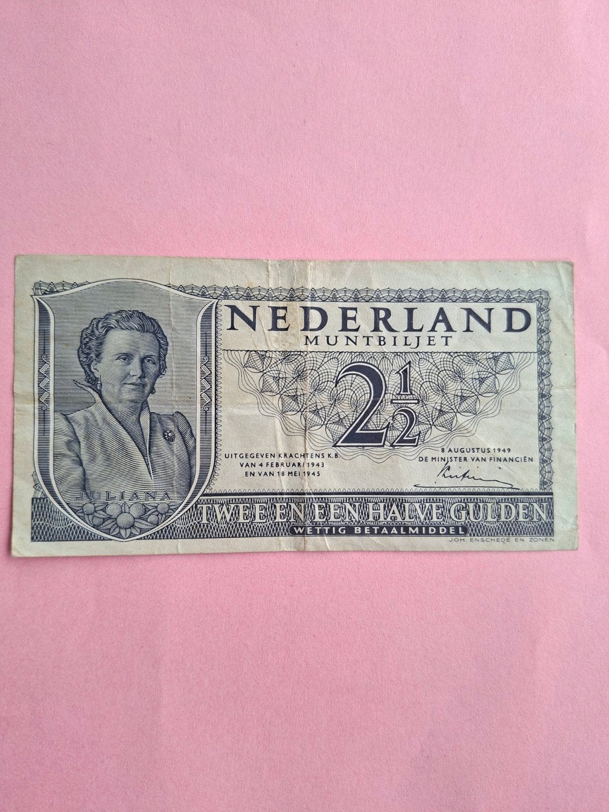 2,5 gulden Juliana uit 1949 in ZFR, Postzegels en Munten, Ophalen of Verzenden, 2½ gulden, Los biljet
