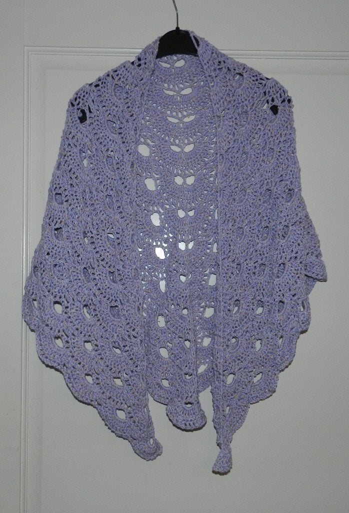 Mooie lila gemeleerde handgehaakte omslagdoek/poncho., Kleding | Dames, Verzenden, Nieuw, Maat 46/48 (XL) of groter, Paars