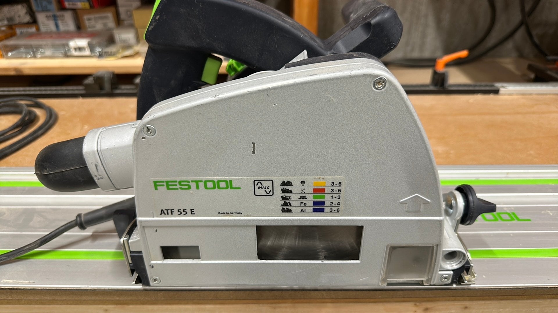Festool ATF55E invalzaag met zaaglineaal, Doe-het-zelf en Verbouw, Gereedschap | Zaagmachines, Ophalen, Invalzaag, Zo goed als nieuw