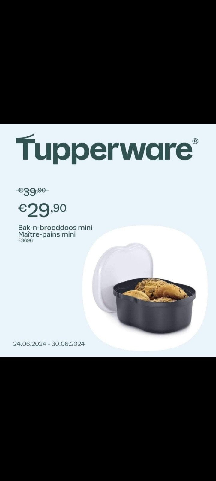 Nieuwe Tupperware brooddoos - klein model, Overige kleuren, Bewaardoos, Nieuw, Ophalen of Verzenden