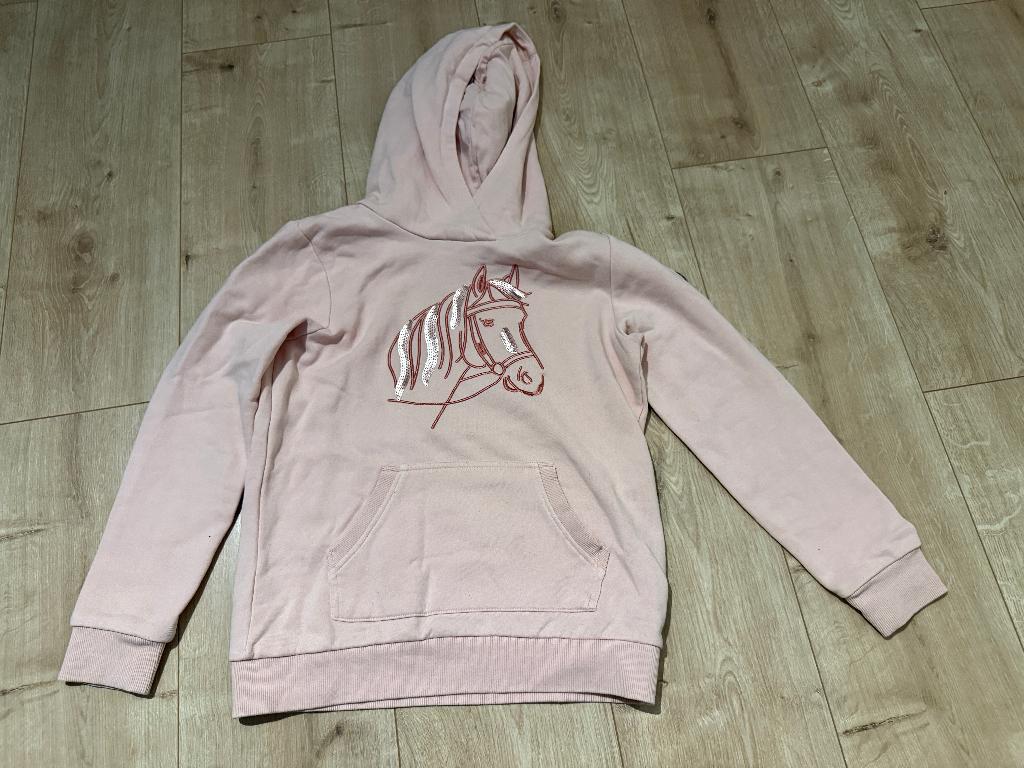 Licht roze hoodie met paard maat 134, Ophalen of Verzenden, Gebruikt, Meisje, Trui of Vest