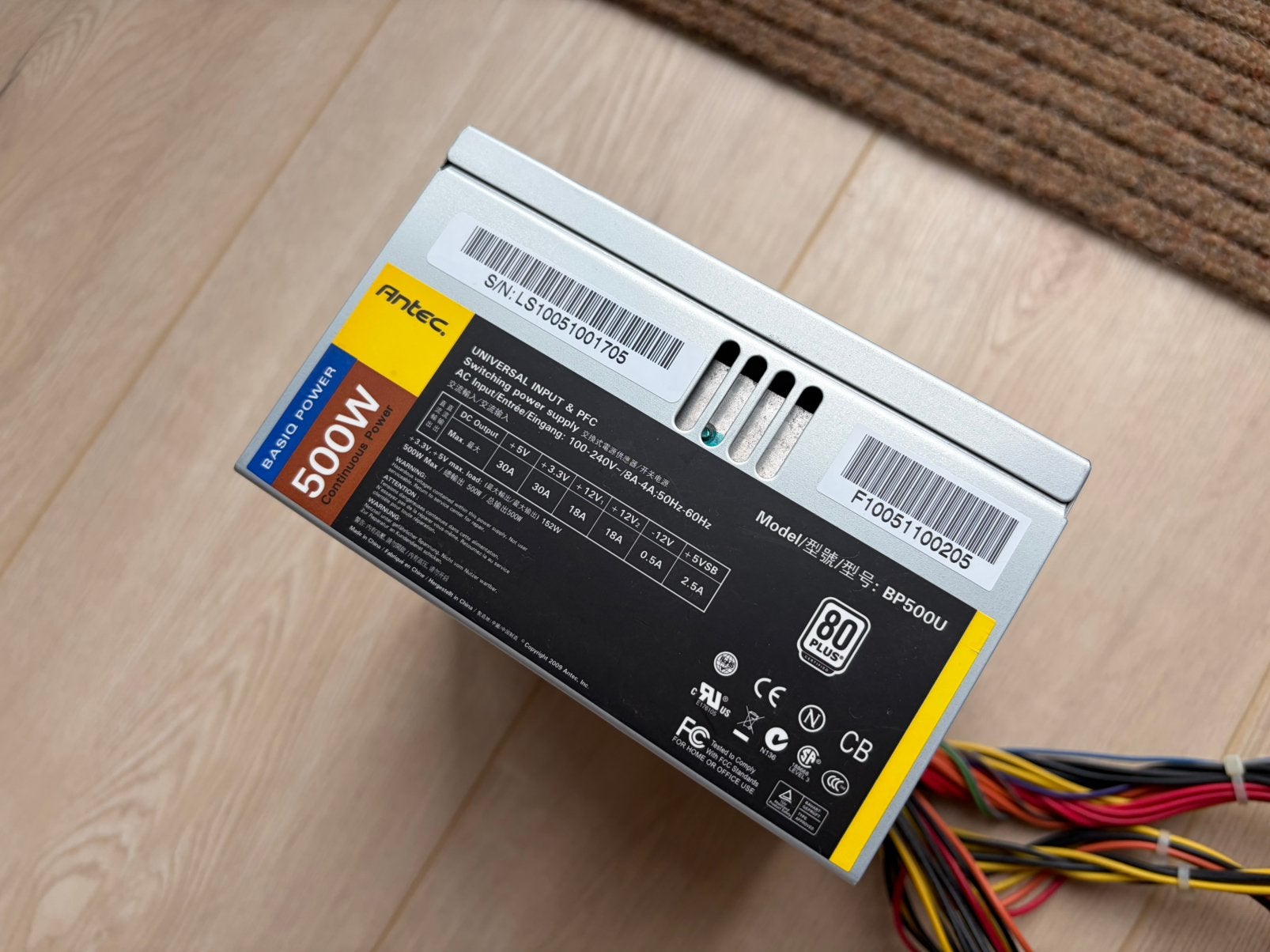 Antec BasiQ 500W 80Plus PSU, Computers en Software, Ophalen of Verzenden, Zo goed als nieuw
