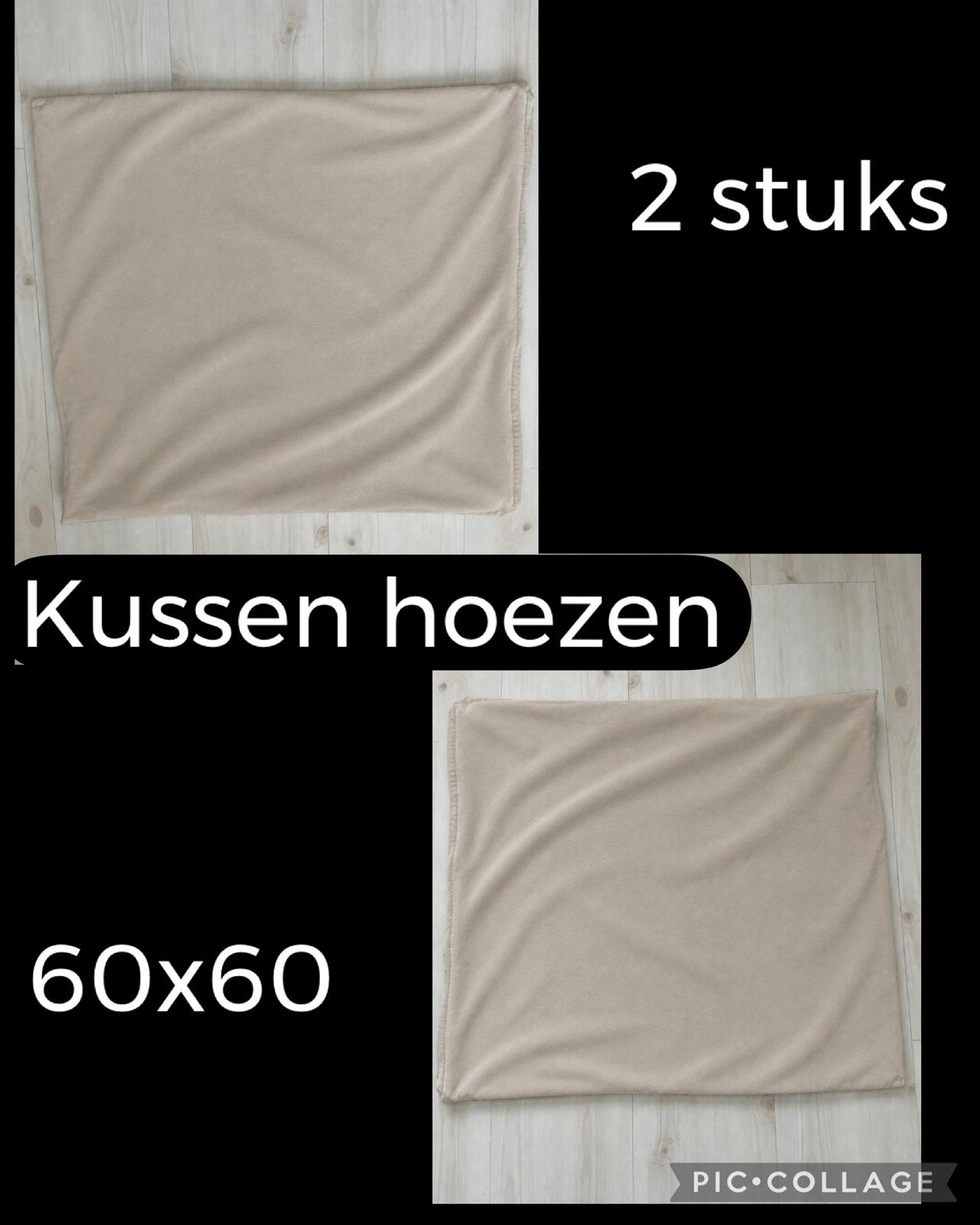2 stuks Kussenhoezen 60x60 cm - Beige, Huis en Inrichting, Woonaccessoires | Kussens, Ophalen of Verzenden, Gebruikt, Beige, Vierkant