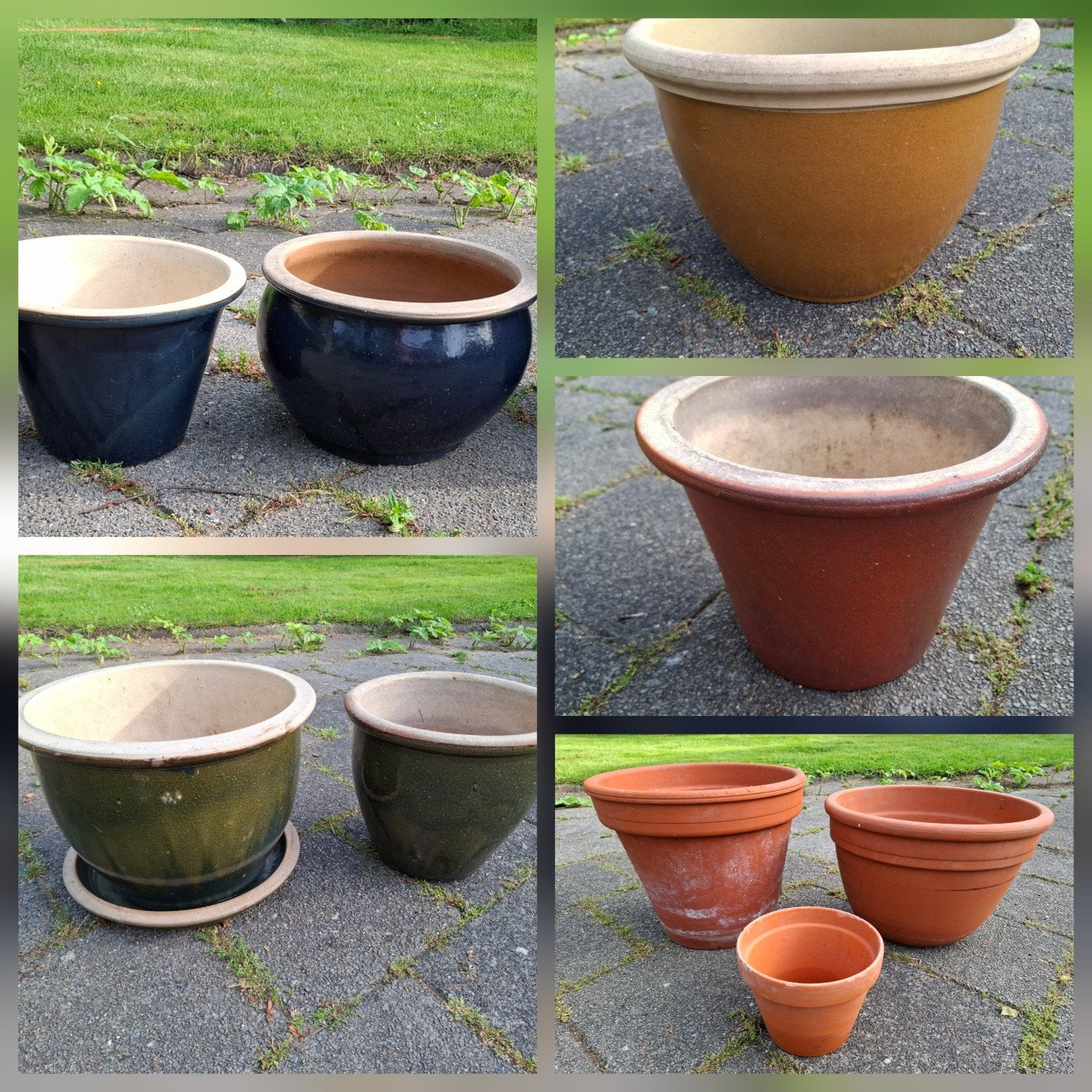 Geglazuurde aardewerk bloempotten. Div.maten., Tuin en Terras, Bloempotten, Zo goed als nieuw, Aardewerk, Balkon, Tuin, Minder dan 40 cm