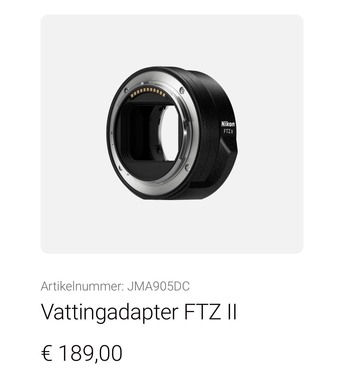 Nikon Vattingadapter FTZ II, Nieuw, Ophalen of Verzenden, Nieuw