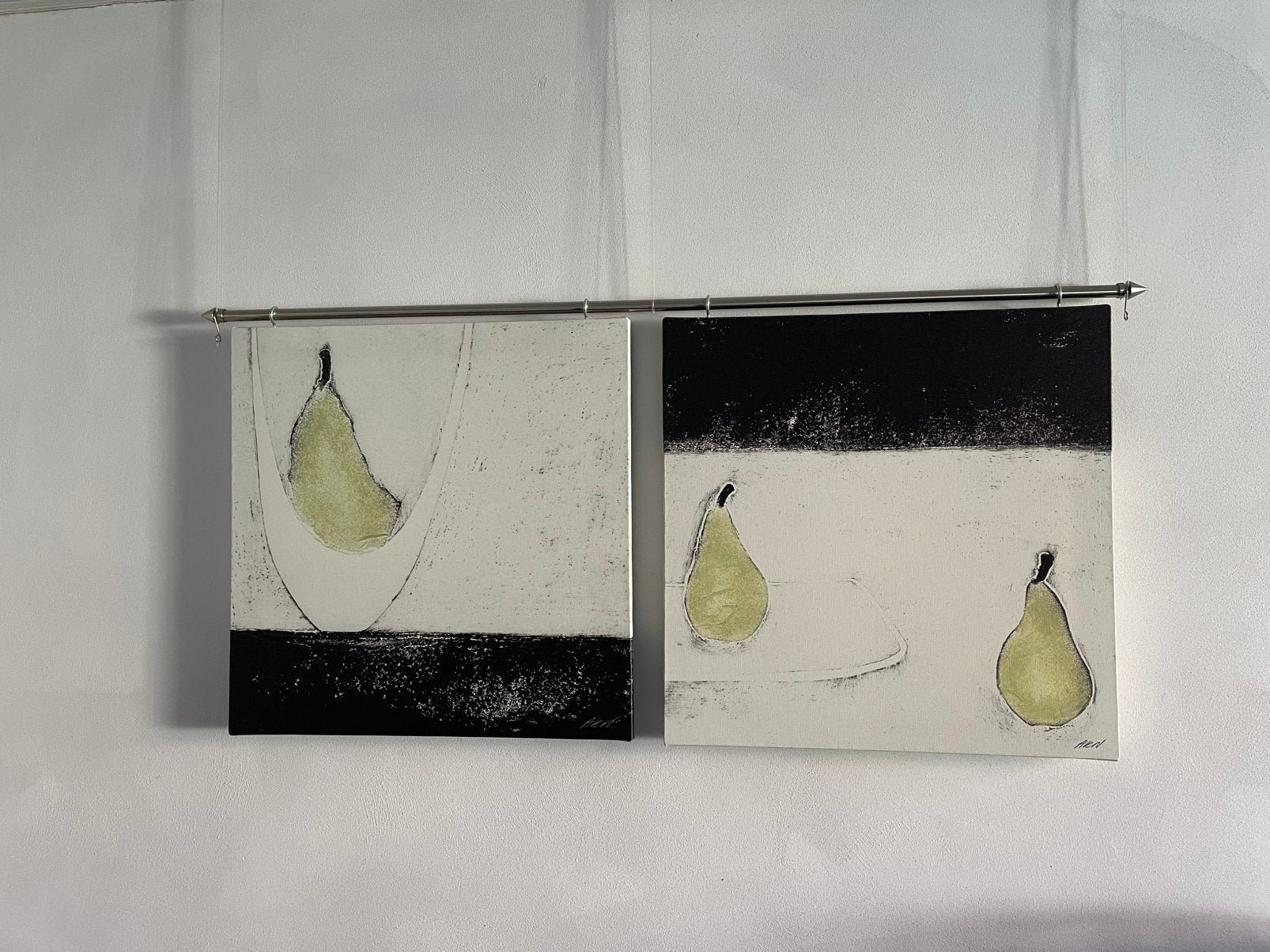 Set van 2 canvas schilderijen met metalen ophangstang, Ophalen