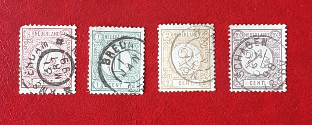 1889 Klassiek Cijfer Postzegels Nederland 4 stuks Gestempeld, Ophalen, Gestempeld