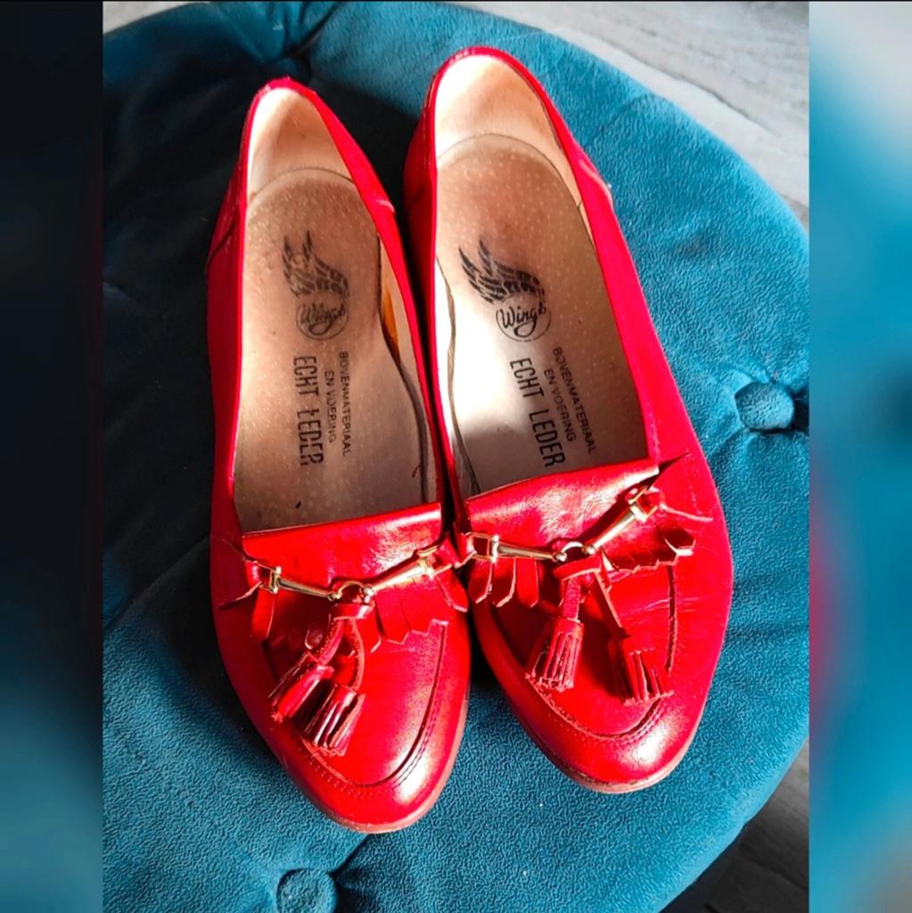 Leren rode loafers van Wings maat 38, Ophalen of Verzenden, Zo goed als nieuw, Rood, Instappers