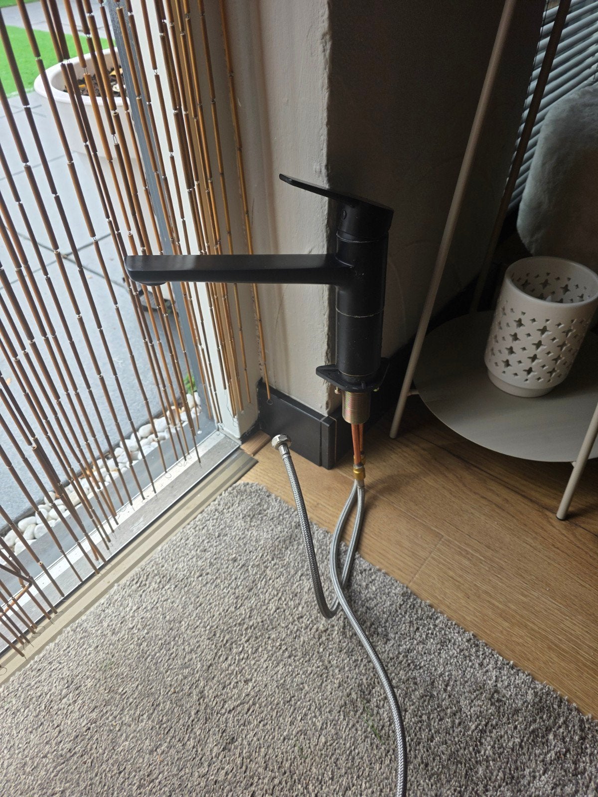 Matzwarte kraan met flexibele aansluitslangen, Ophalen of Verzenden, Gebruikt, Rvs, Kraan