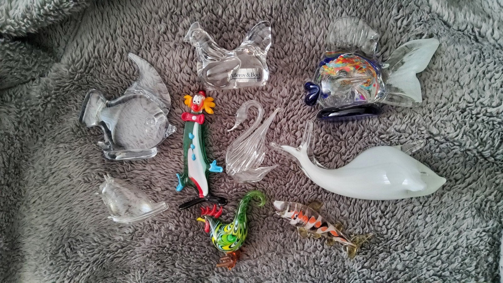 Oud retro glazen kristallen dieren Clowns Murano Vannes glas, Ophalen of Verzenden