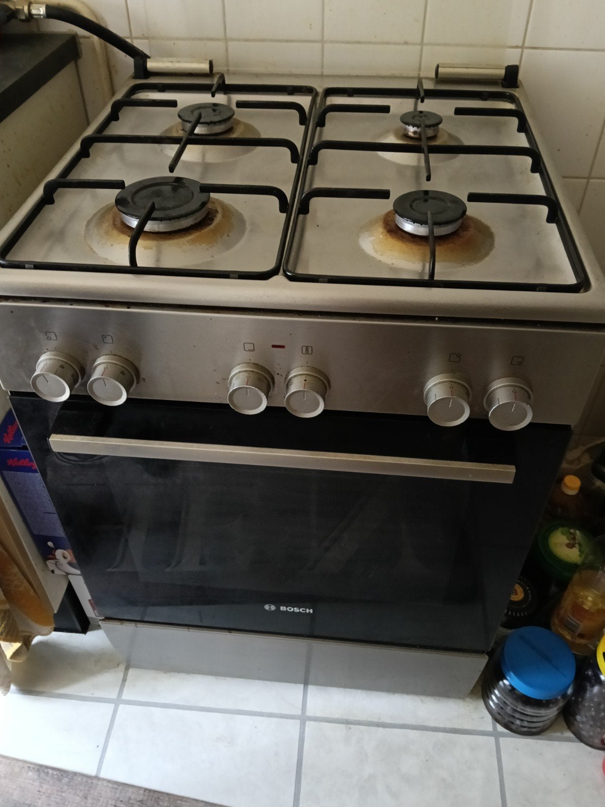 Bosch Vrijstaand Gasfornuis met Oven - Gebruikt, Ophalen, Gebruikt, 60 cm of meer, 4 kookzones