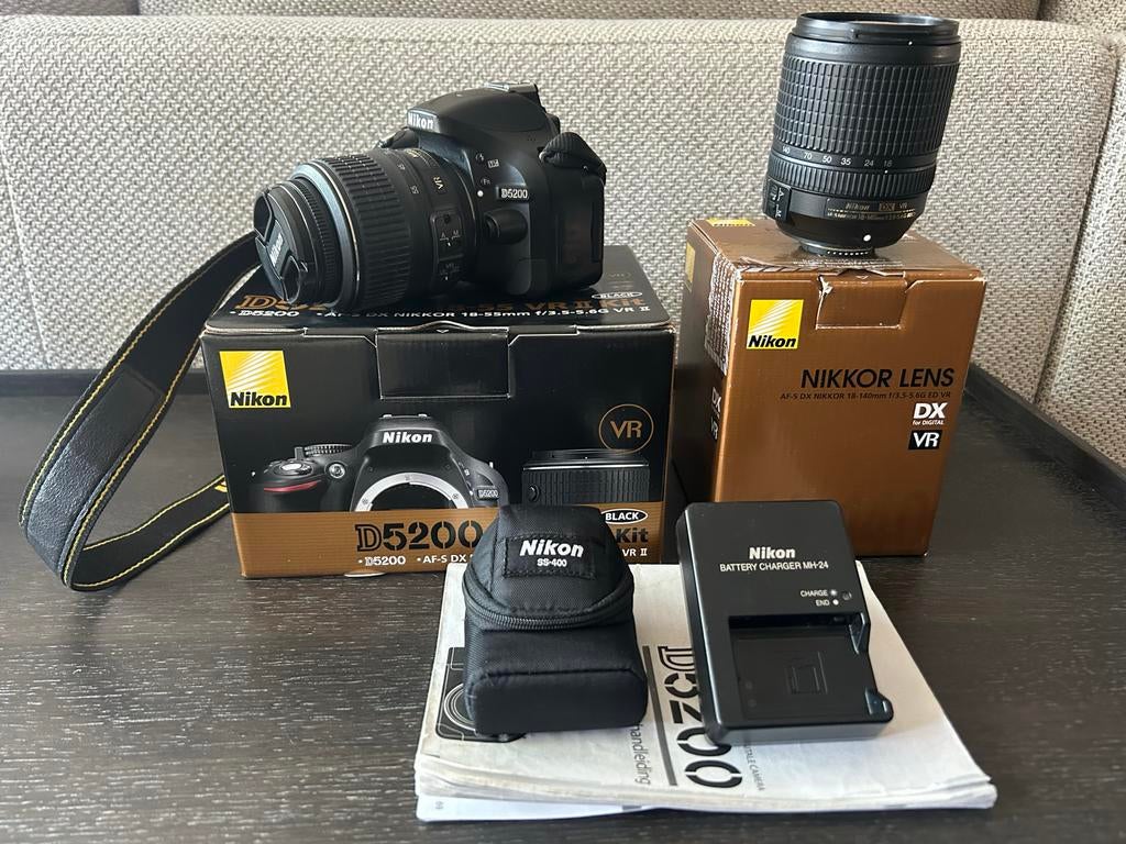 Nikon D5200 spiegelreflexcamera met twee lenzen en flitser, Ophalen of Verzenden, Gebruikt, Spiegelreflex, Nikon