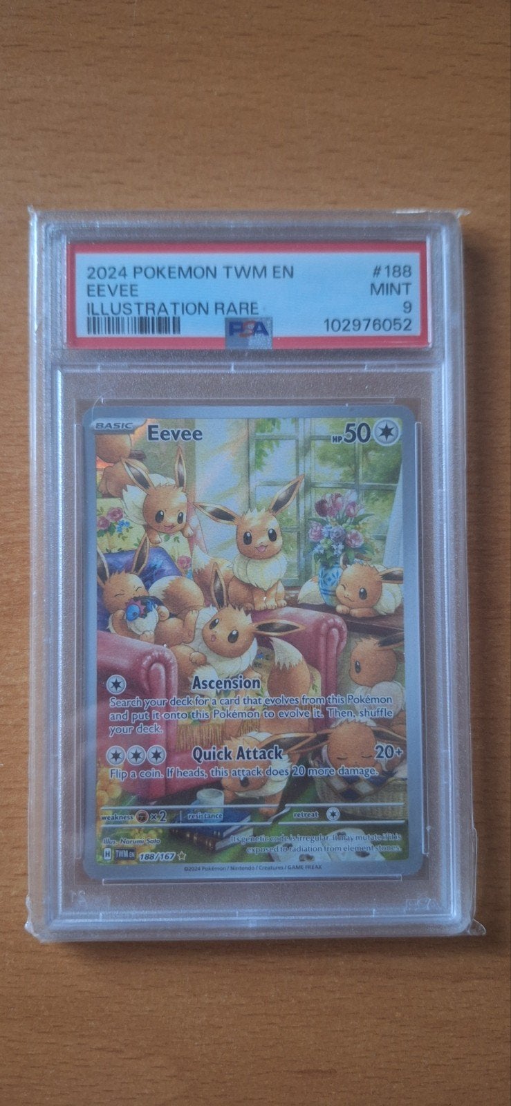 Eevee TWM 188/167 PSA 9, Ophalen of Verzenden, Zo goed als nieuw, Losse kaart, Foil