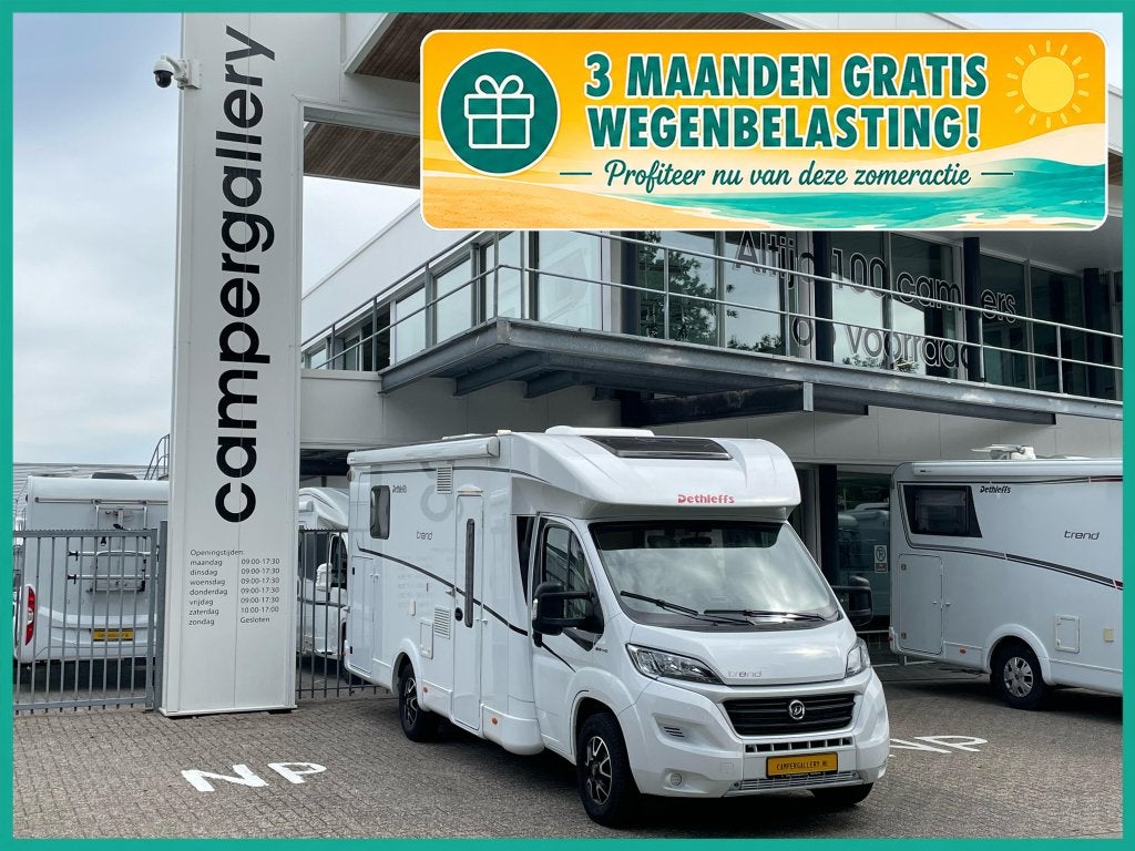 Dethleffs Trend 7057 QUEENSBED AUTOMAAT BEARLOCK OVEN CAMERA, Caravans en Kamperen, Campers, Automaat, Ringverwarming, Fiat, 7 tot 8 meter