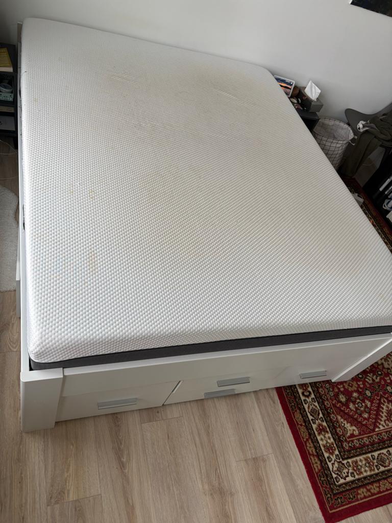 Beter Bed Butiken Opbergbed met hoofdbord en 6 laden, Huis en Inrichting, Slaapkamer | Bedden, Ophalen, Gebruikt, Wit, Tweepersoons