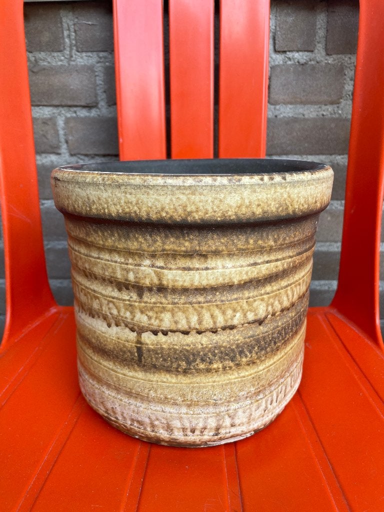 Grote retro vintage jaren 70 bloempot met draairingen, Ophalen of Verzenden