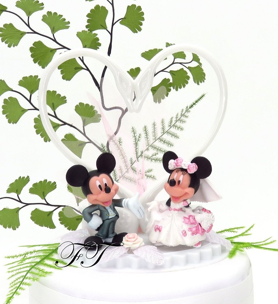 Schitterende Mickey en Minnie met witte zwanen taart topper., Ophalen of Verzenden, Nieuw, Versiering, Geboorte of Huwelijk